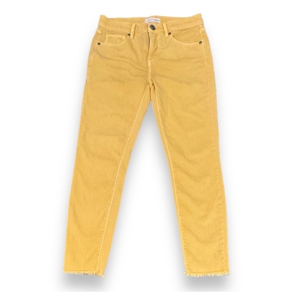 Ann Taylor LOFT Size 26/2 Yellow Modern Skinny Cropped Jeans Raw Hem - Picture 1 of 7